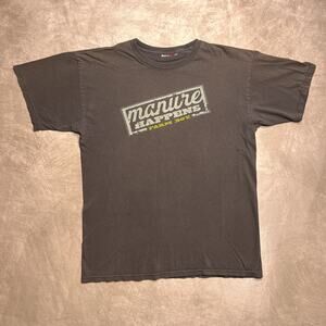 Manure Happens Farm Boy Novelty T-Shirt Brown Short Sleeve Funny Farmer Y2K